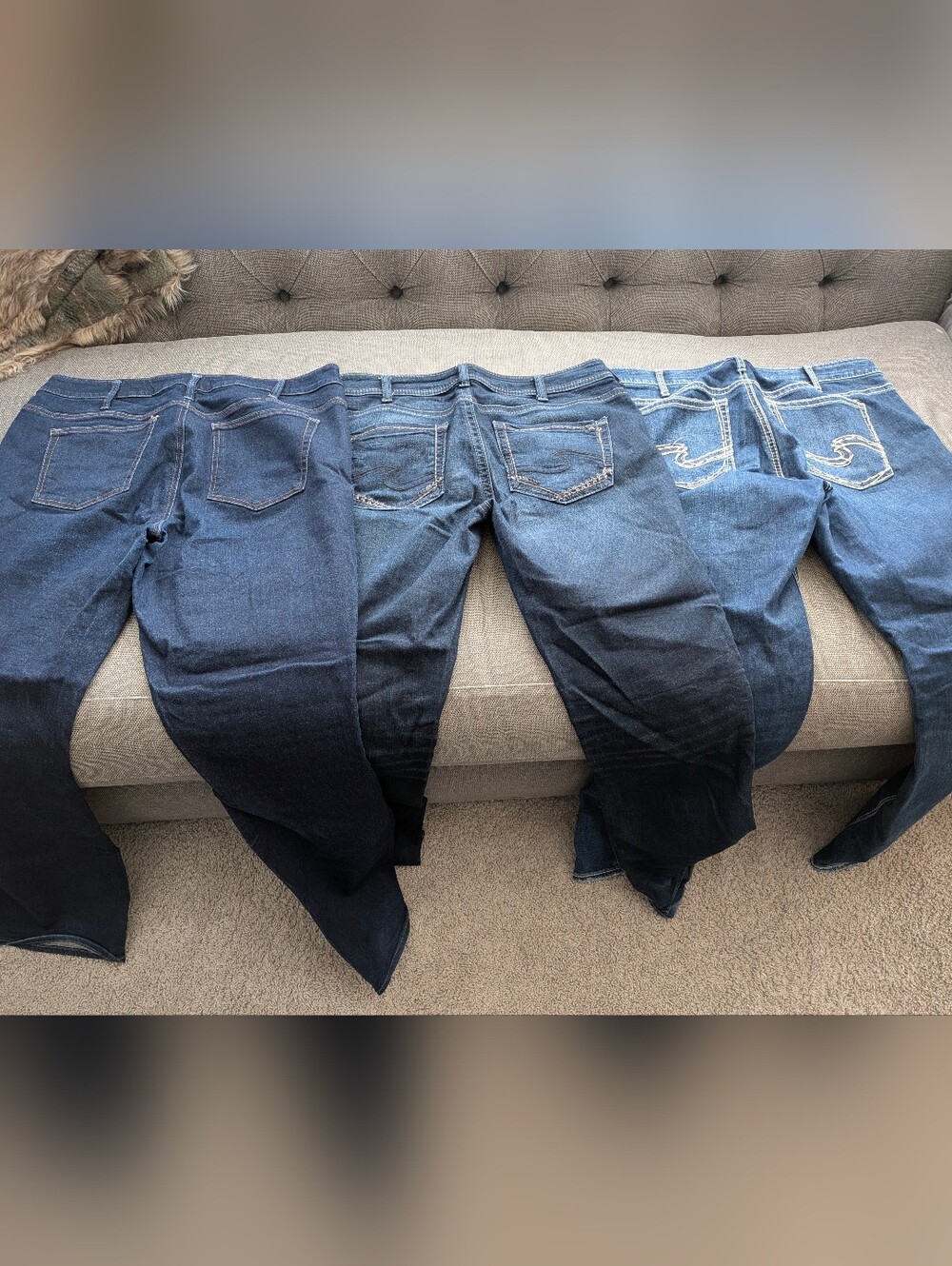 Set Of THREE - Silver Jeans: Suki And  Elyse Jeans in Dark Blue Sz 16